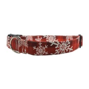 1” Christmas Dog Collar - Red/Snowflakes